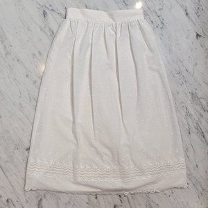 70s vintage white lace swiss dot midi skirt